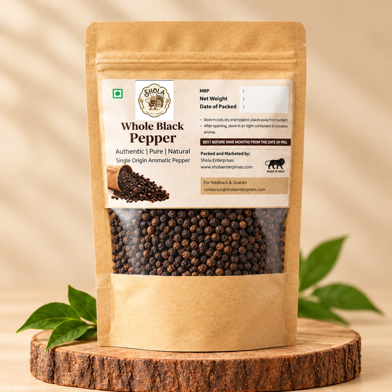 SHOLA whole black pepper - Premium Western Ghats black pepper from Karnataka